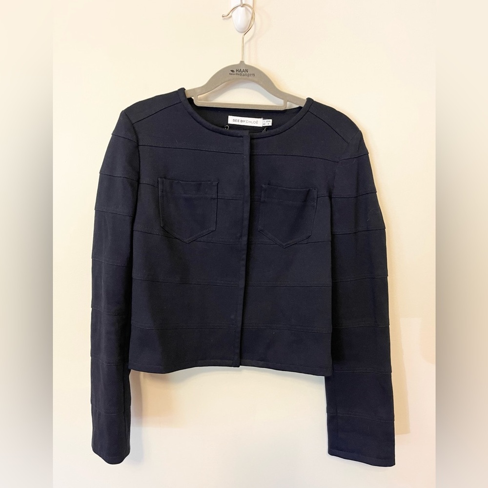 See by Chloe Navy Cropped Jacket, size 4